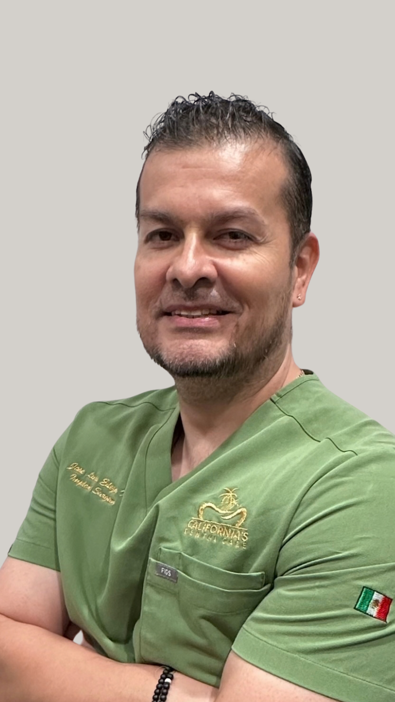 Dr. José Luis Edeza Navarrete in California’s Dental Care scrubs